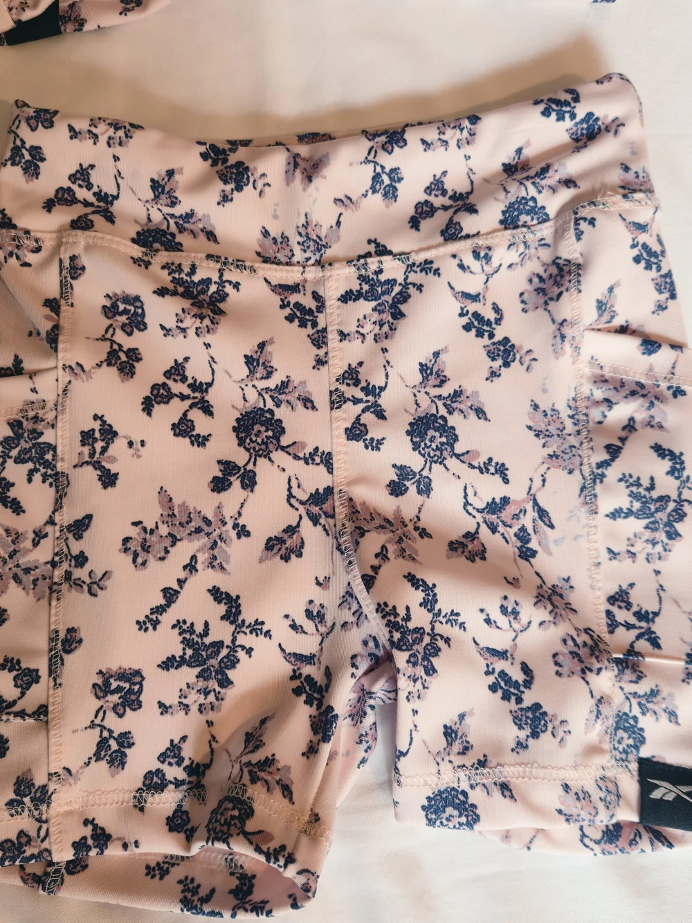 Reebok Light Pink Tank with Navy Floral Trim